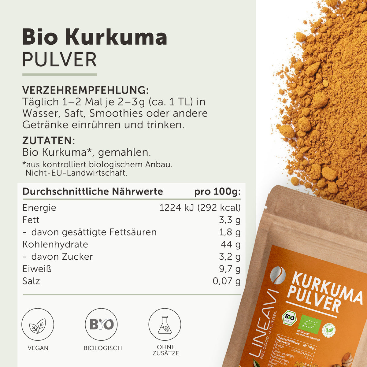 Doppelpack: Bio Kurkumapulver (2x1000g)