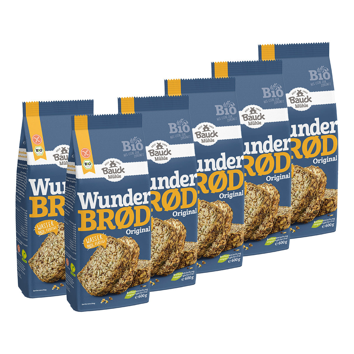 6 x Bio Backmischung Wunderbrød Haferflockenbrot (6x600g)