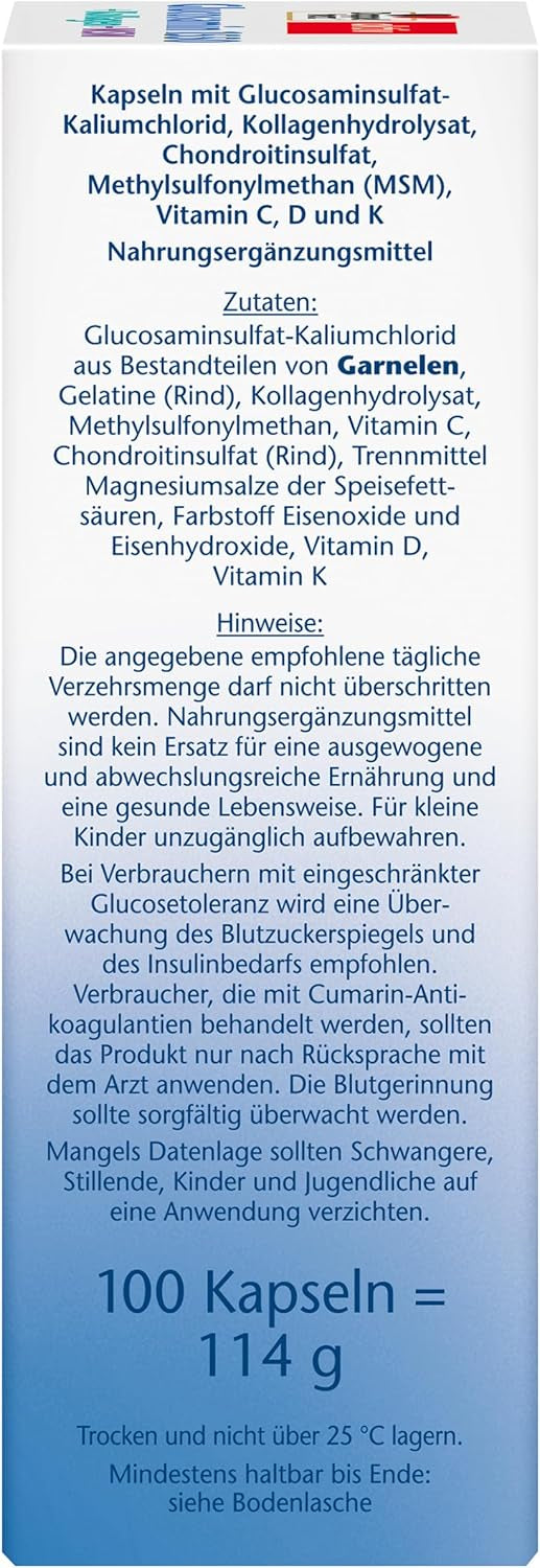 Glucosamin 1550 + Kollagen + MSM + Vitamin C (2x100 Kapseln)