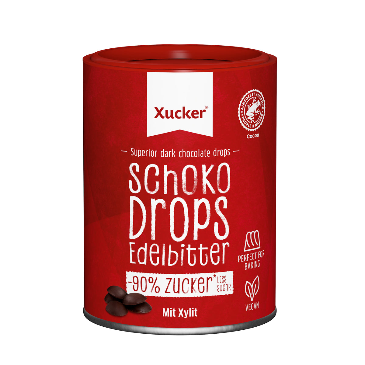 Vegane Schokodrops Edelbitter mit finnischem Xylit (200g)