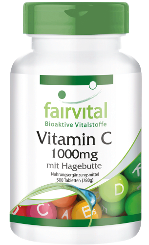 Vitamin C 1000mg mit Hagebutten (500 Tabletten)