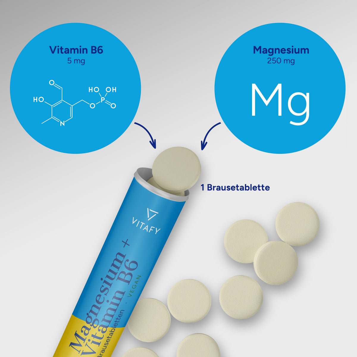 Magnesium + Vitamin B6 - Zitrone (20 Brausetabletten)