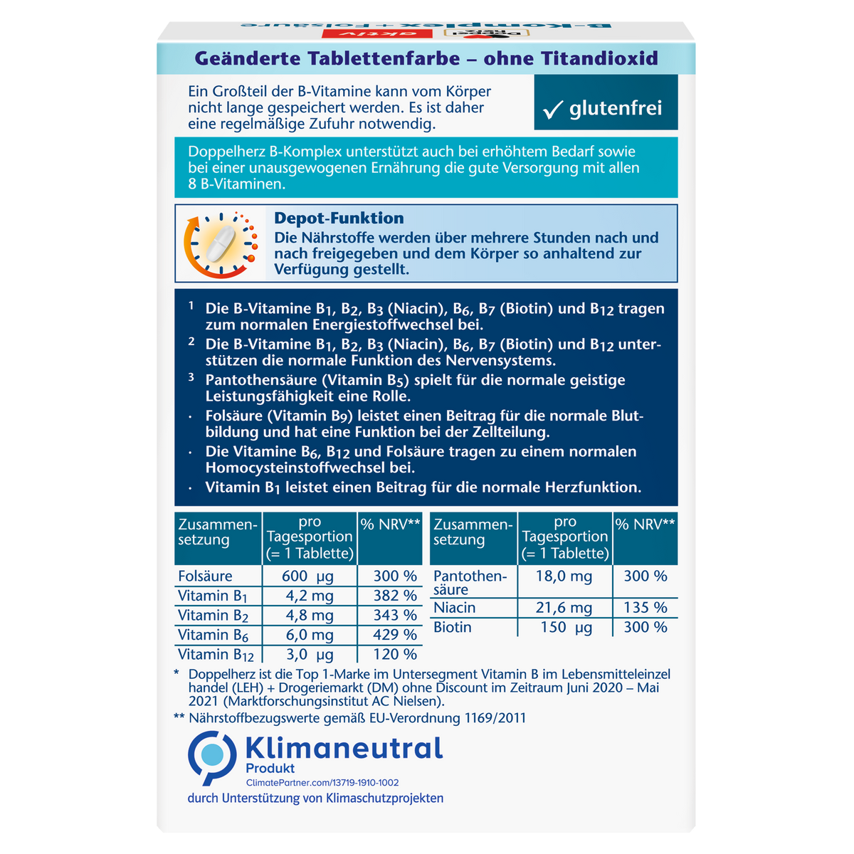 B-Komplex + Folsäure Depot (45 Tabletten)