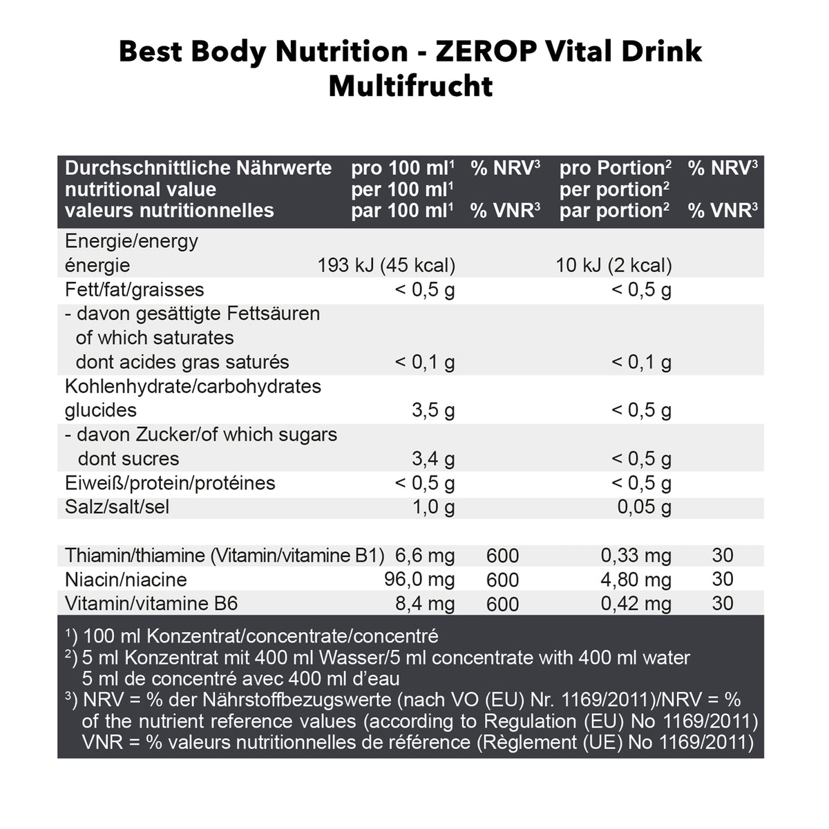 Vital Drink Zerop (1000ml) Multifrucht