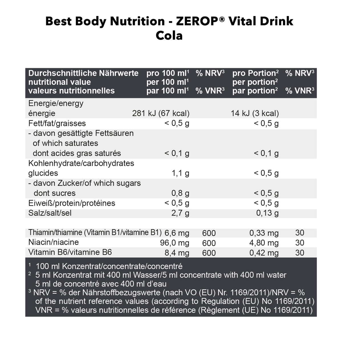 Vital Drink Zerop (1000ml) Cola
