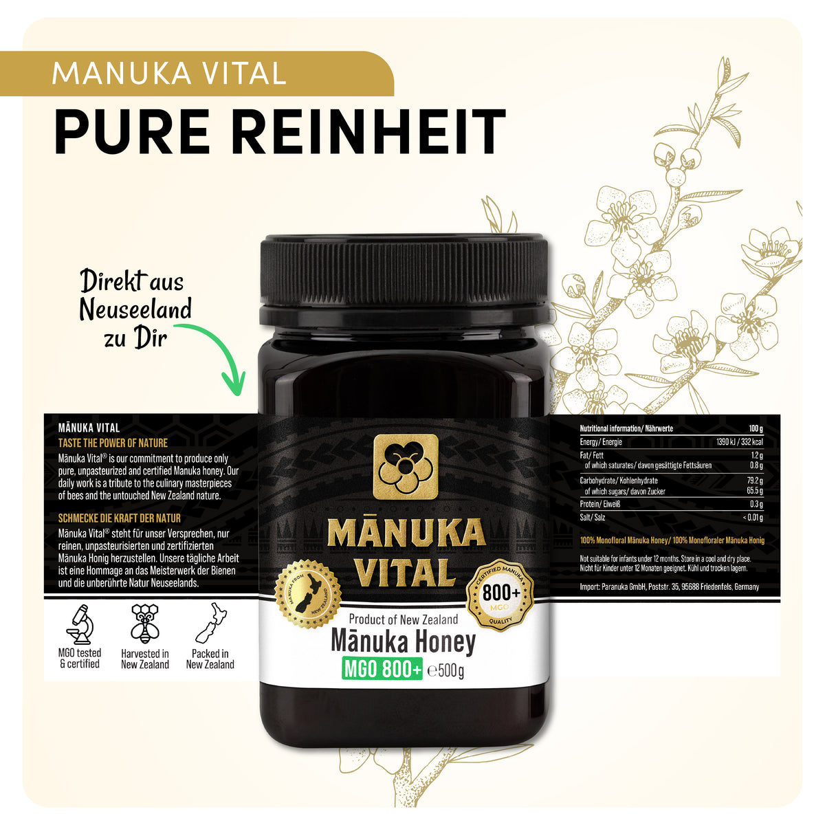 Manuka Vital Honig MGO 800+ (500g)