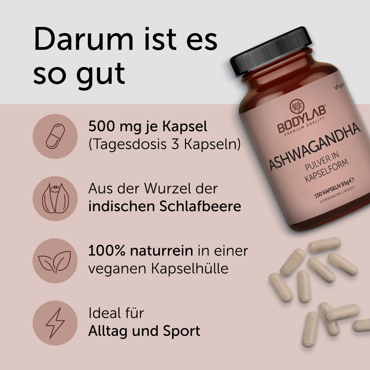 2 x Ashwagandha Pulver in Kapselform (2 x 150 Kapseln)