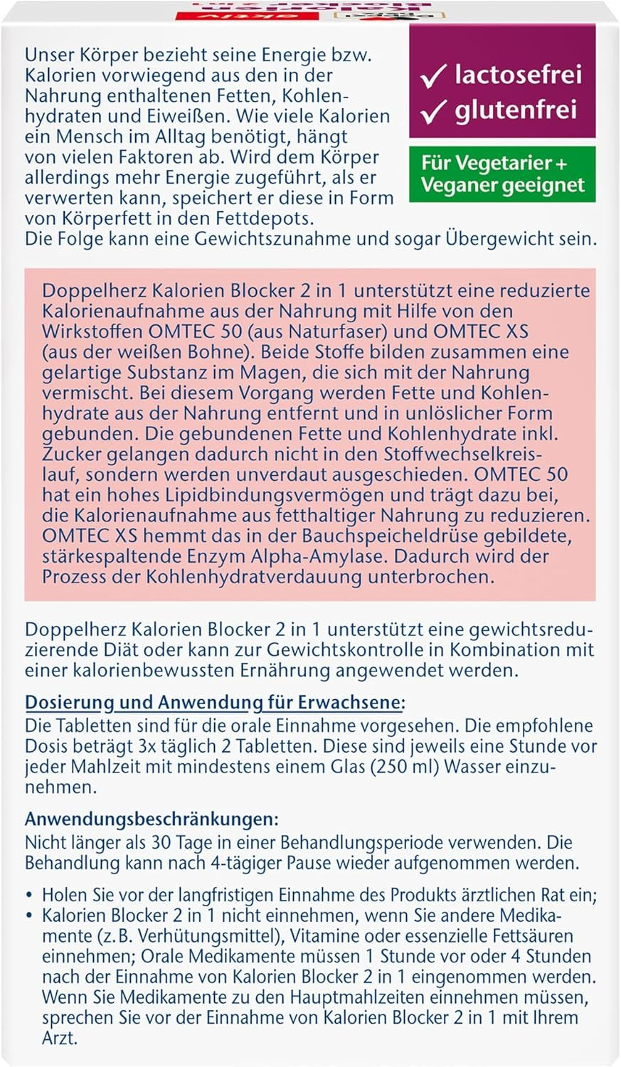 Kalorien Blocker 2 in 1 (30 Tabletten)