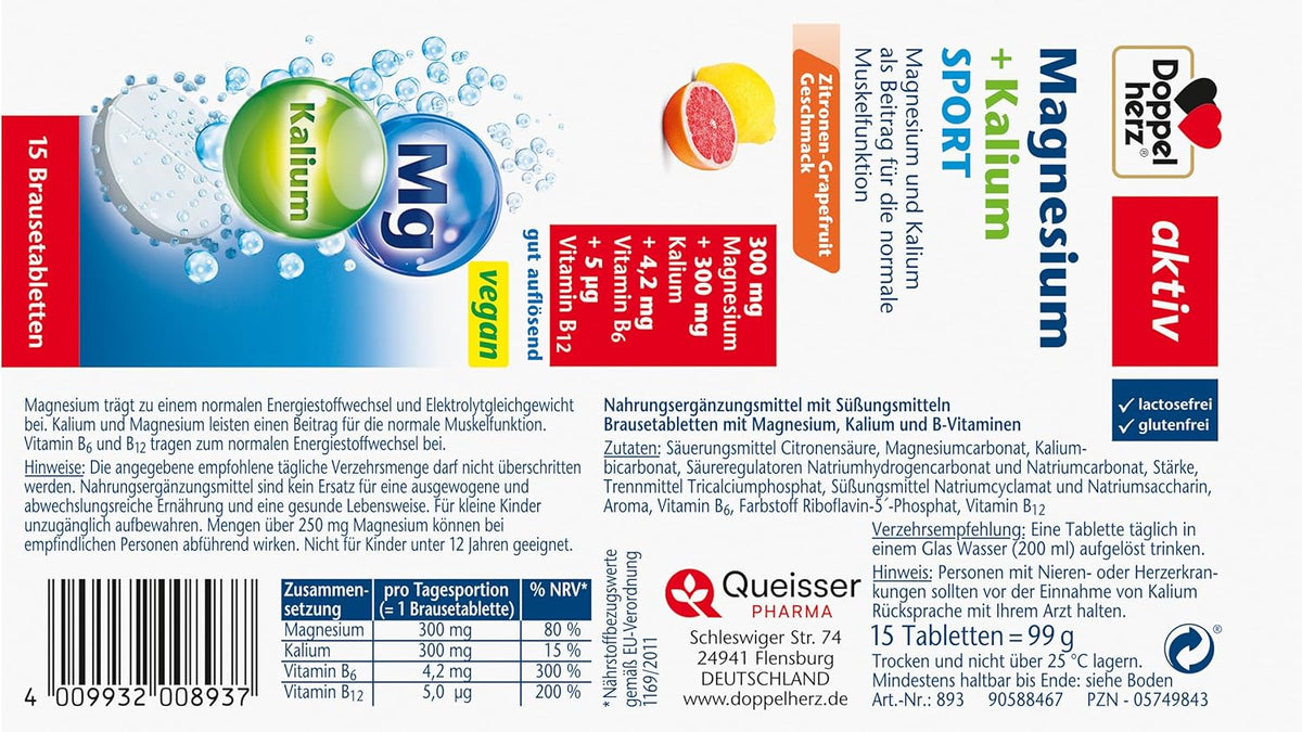 Magnesium + Kalium Sport (15 Brausetabletten)