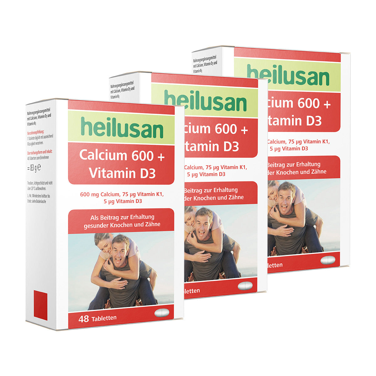 Heilusan Calcium 600 + Vitamin D3 3-Monatspackung (3x48 Tabletten)