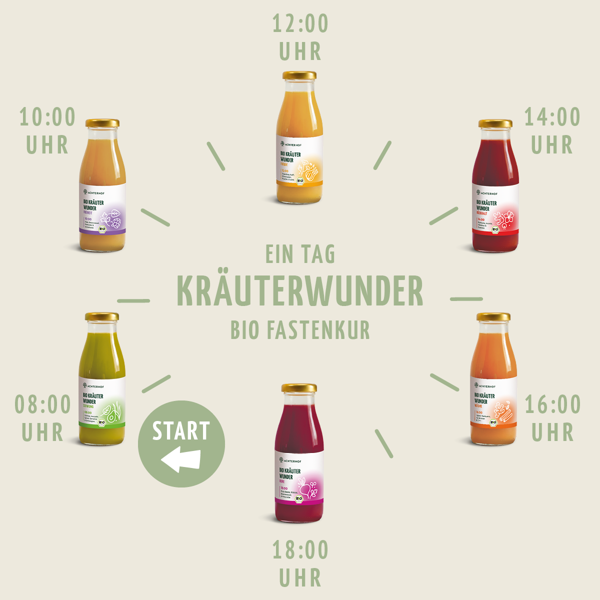 Kräuterwunder Bio Saftkur 1-7 Tage (6 Flaschen pro Tag)