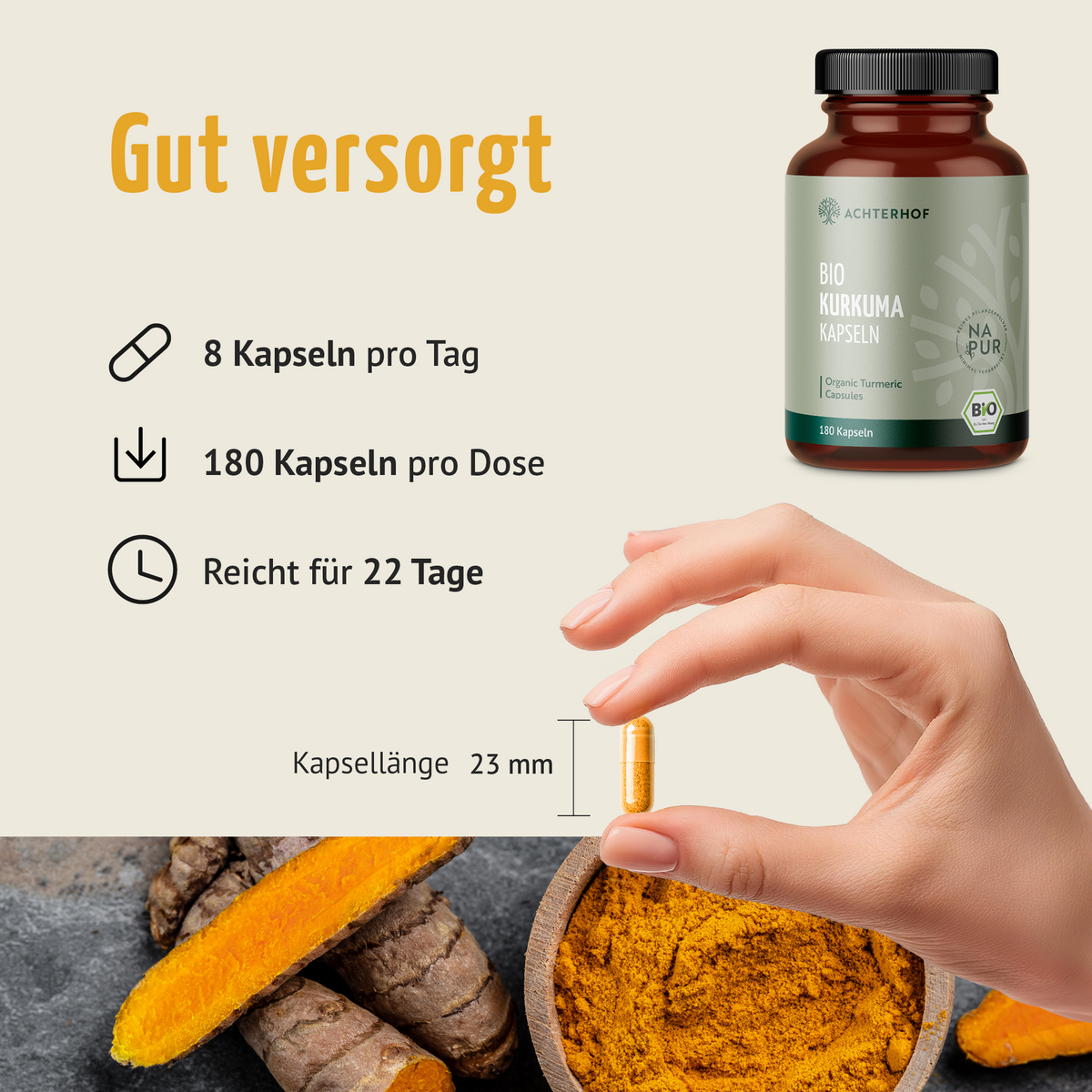 Bio Kurkuma Kapseln (180 Kapseln)
