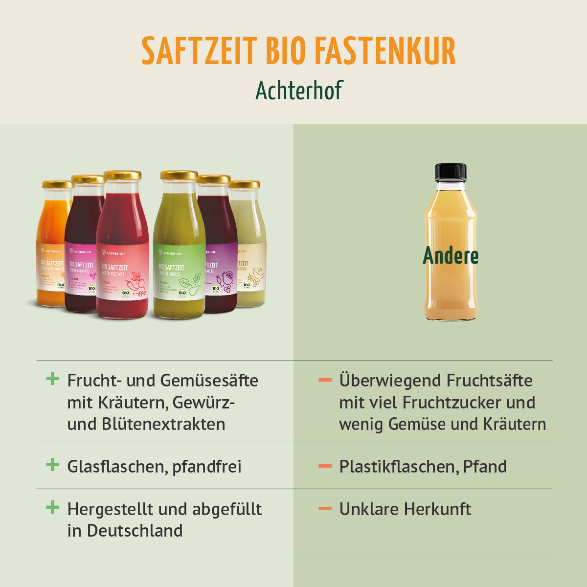 Saftzeit Bio Saftkur 1-7 Tage (6 Flaschen pro Tag)