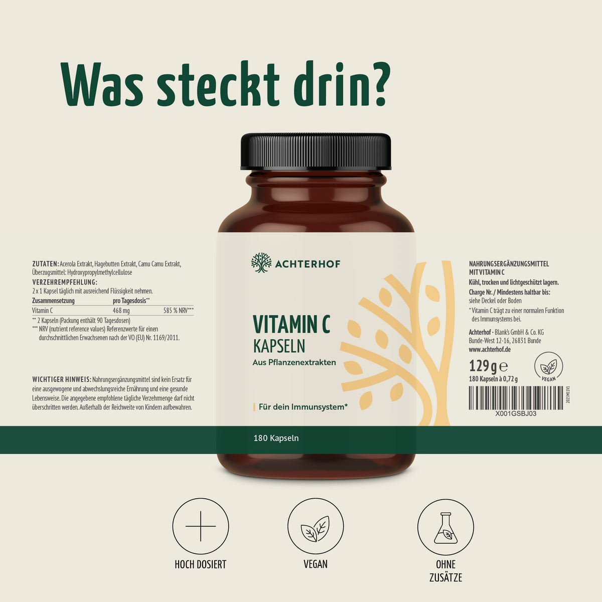 Vitamin C Kapseln (180 Kapseln)