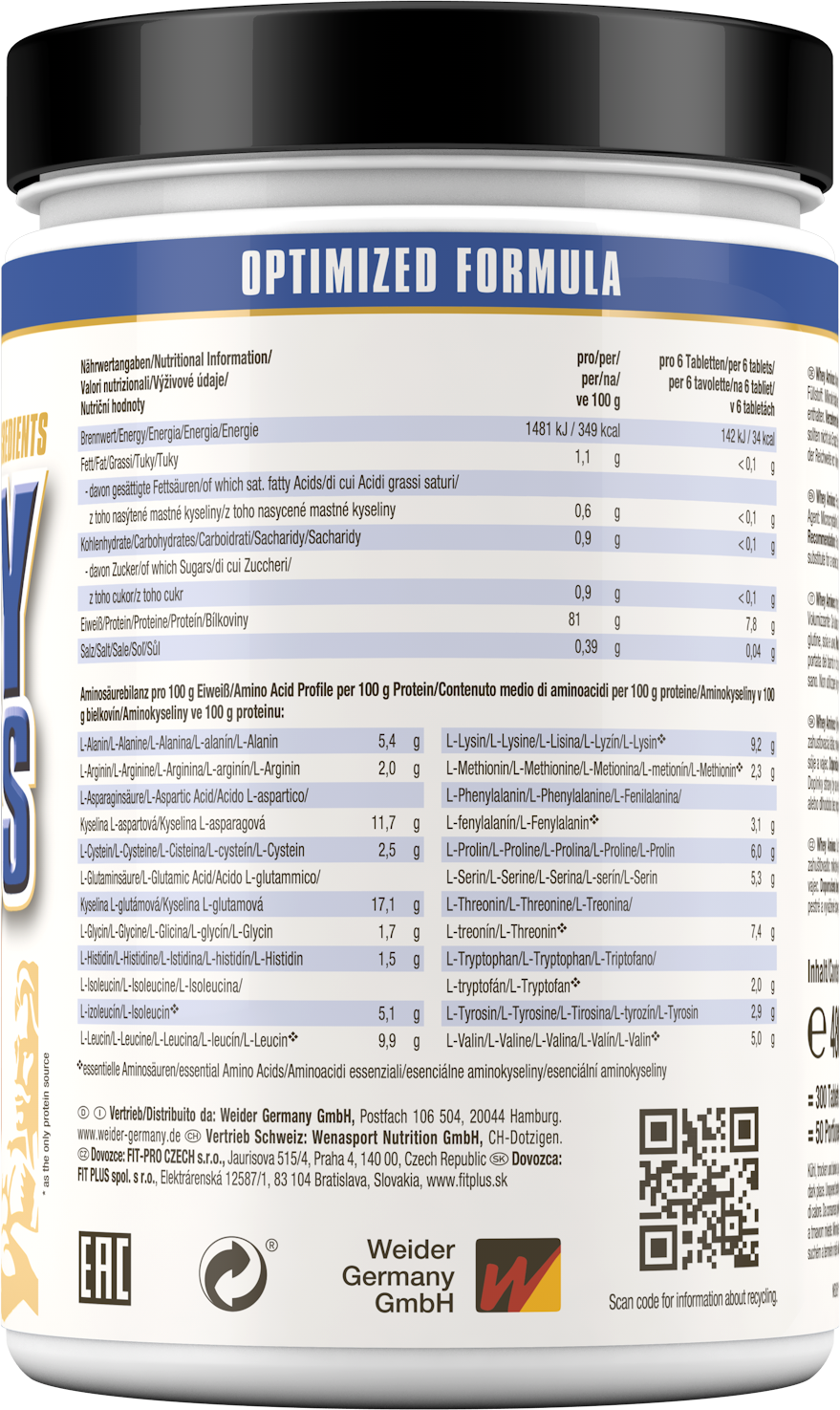 Whey Amino's (300 Tabletten)